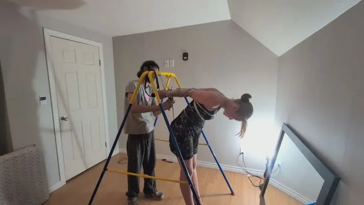 Ks Amateur Bondage - Crotch rope strappado for the girl from the bar