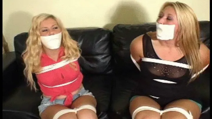 Good Girls In Bondage - Friends tied tight and Gagged on the couch