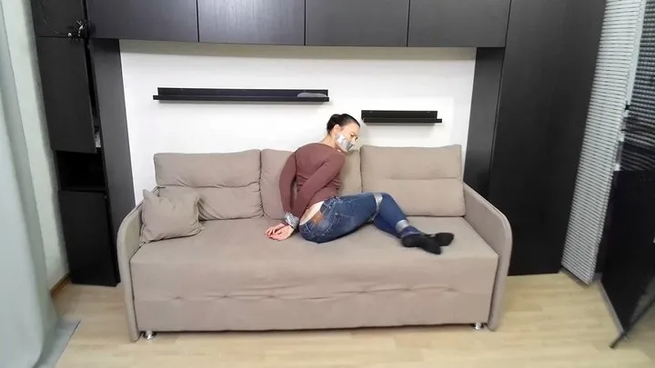 Bondage Dreams - Sofi in jeans tied duct tape and gagging_Ordro_Part 1