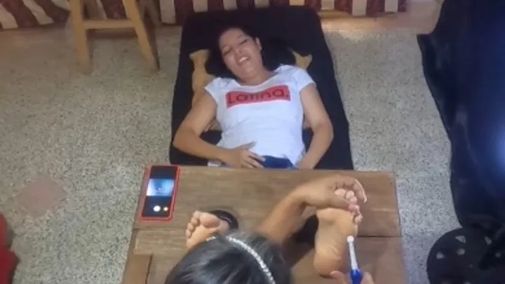 Tickling Touch - Laughter and Style: Ceci Touches Naye's Feet in Nylon Stockings