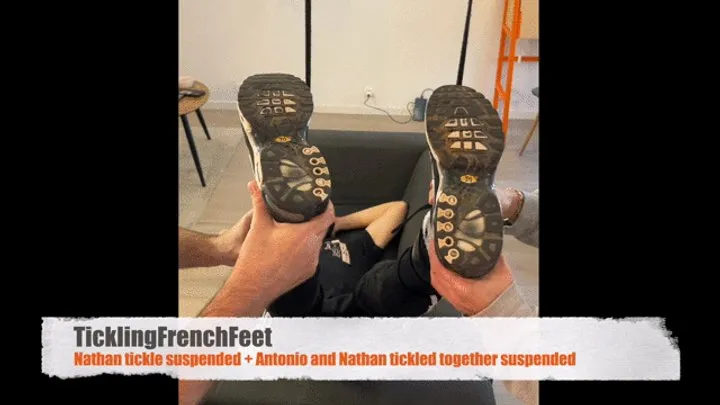 Tickling French Feet - Nathan tickle suspended + Antonio and Nathan tickled together suspended (Full HD)