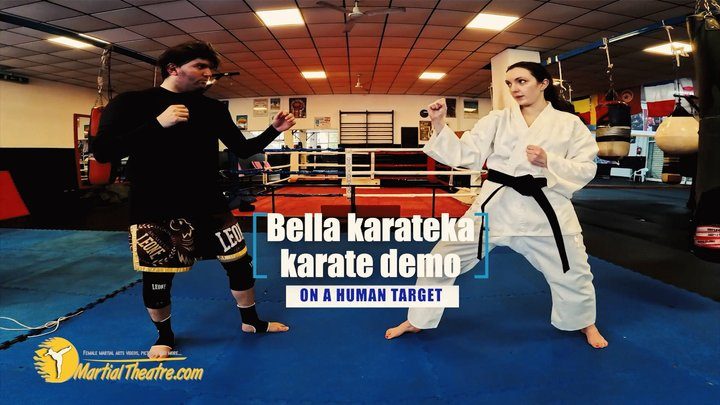 Martial Fetish - Bella karateka karate demo on human target