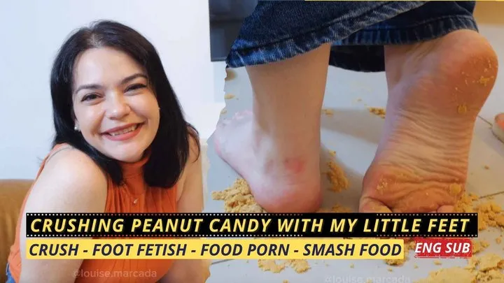 Louise Marcada - Crushing peanut candy with my little feet (720 EN SUB) - Foot Fetish - Crush - Domination - Food Smashed - Femdom
