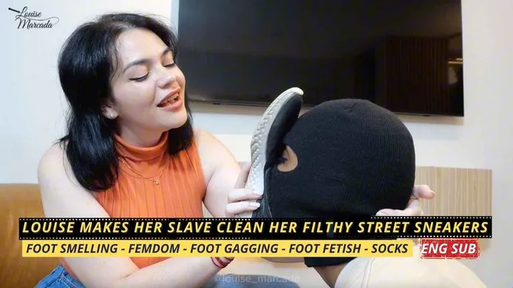 Louise Marcada - Louise makes her slave clean her filthy street sneakers (720 EN SUB) - Foot Fetish - Sneaker Fetish - Foot Slave Training - Foot Smelling
