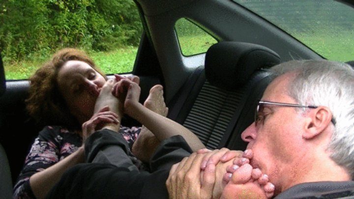My Masters Feet - Foot love in car with Roxie (mp4)