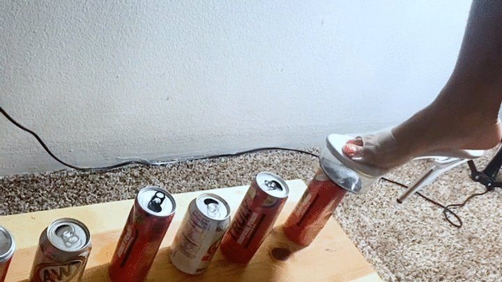 Goddessmxdominion - food and object crush - Clear Heels of Destruction: Goddess MXDominion Crushes Cans, crush, foot domination, stomping, femdom 1080 smaller