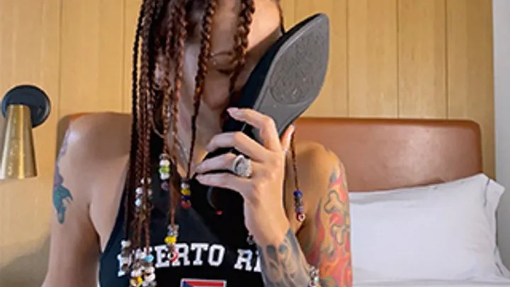Feetplay And Seduction - Ginary's Stinky Flats and Self Foot Worshipping Cum Countdown Show - mobile