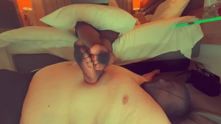Teal Revel - TEAL REVEL - Fishnet Foot Ignore: Curvy Domme Flexes on Chest While You Wither in Silence