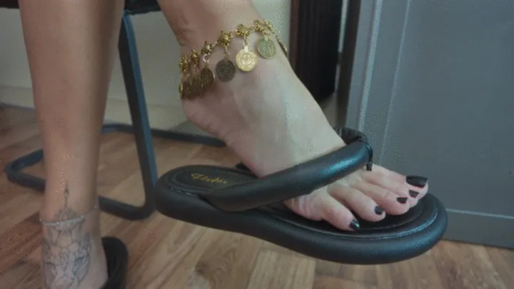 Custom Clips - Head Of Slave In Chest Lick Black Flip Flops And Heels - Part 1