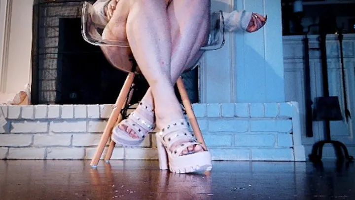 Samantha38g - Pale Pink High Heels with STuds on them & Samantha 38g perfect BBW feet