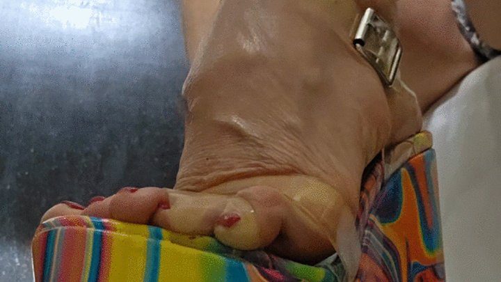 Foot Fetish Paradise - Milah Highly Arched Feet Addiction on Colorfull Wedge Heels
