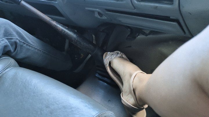 Foot Fetish Paradise - Katherine sensually playing with her flat sandals during a trip in her truck