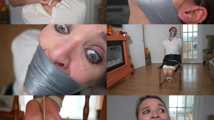 Muffled Screams - Claire chair tied, tightly tape gagged and toes tied torment (wmv)