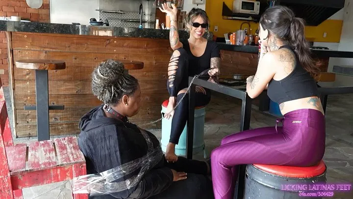 Licking Latinas Feet - LOLAH VIBE and MARIA - Fun with a fat slave!
