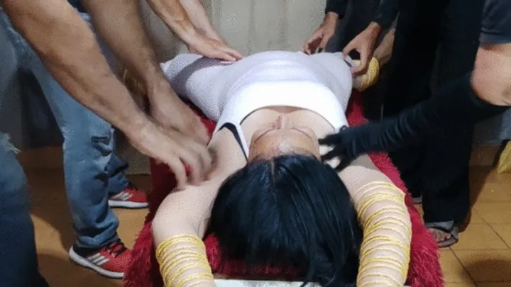 Goddess Foot Fetish - These 4 people tied me with rope to a table and tickled me a lot (3)