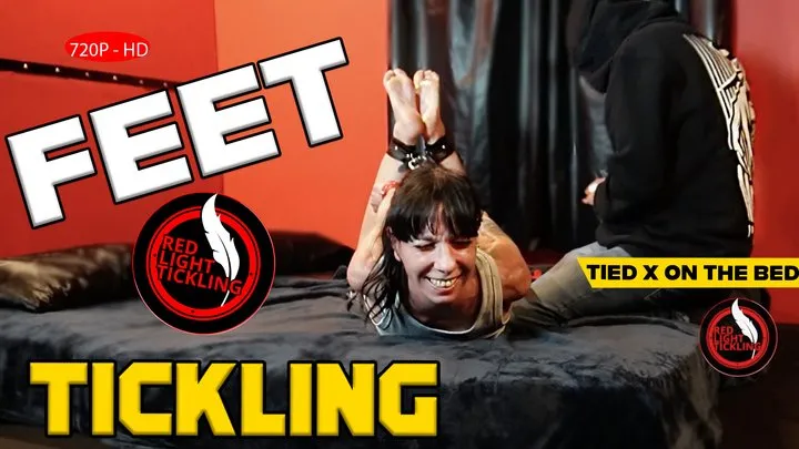 Red Light Tickling - First Time of MIA Hogtied and Tickled | Ticklish Girl Tied Up to the Bed, Oiled and Merciless Feet Tickled with Fingers, Brush and Glove | Intense Foot Tickling | 720 HD