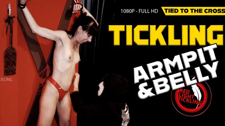 Red Light Tickling - Rebel Topless MIA Tied to the Cross Giggles, Squirms, Laughs | Armpits tickling and Belly Tickle Torment | Girl with Bang Oiled and Merciless Tickled | 1080P FULL HD
