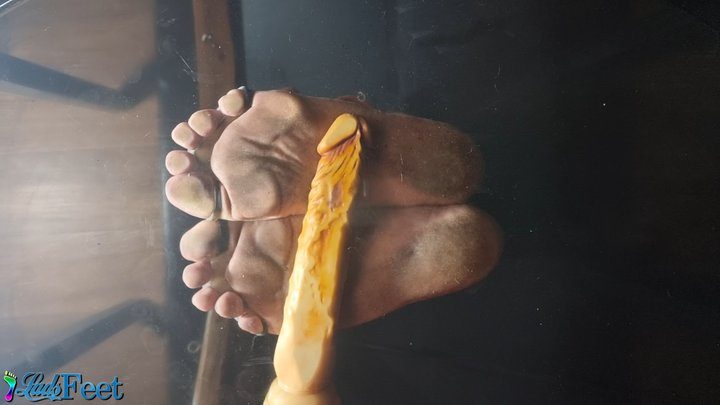 Ladsfeet And Tickling - Dildo Trample On The Glass Table HD