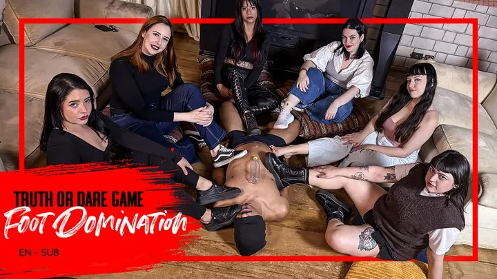 Mistress Nara Neveu - Truth or Dare Footdom: 6 girls use Luno as their game board (1080 EN-sub) Foot Domination - Foot Slave - Trampling - Foot Smelling - Foot Gagging