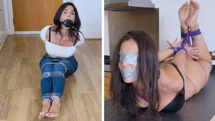 Latina Bondage - Latina in: Drooling Discipline For A Lazy Student. Penis Gagged, Taped, Bound In rope And Hogtied (4K + BTS)