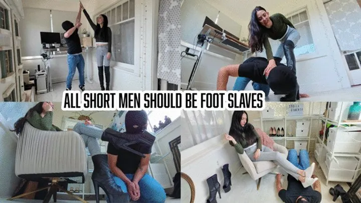 Stella Liberty - All Short Men Should be Foot Slaves- Stella Liberty Playfully Bullies Tyny with Height Humiliation, Wedgie, Boot and Shoe Worship - 4K MP4