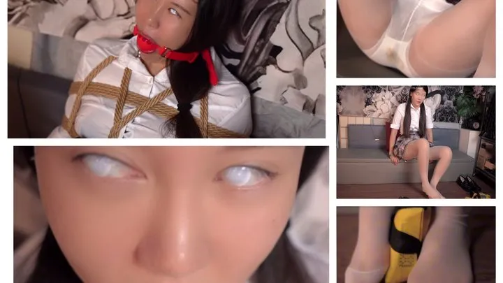 The Dream Of Bondage - Contact lenses make her temporarily blind Silky feet foot fetish podophilia praising ballgag feet Thigh highs caressing stockig egg VIBRATOR love egg edging orgasm control sensation play