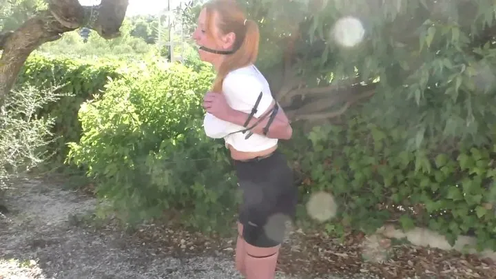 Tied In Public - Next Level Bondage Walk Training in a public Park for Melodie - Part 1 mp4 HD