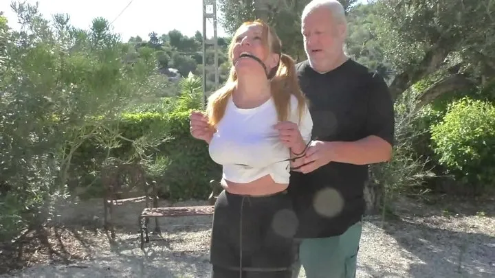 Tied In Public - Next Level Bondage Walk Training in a public Park for Melodie - Full Clip wmv SD