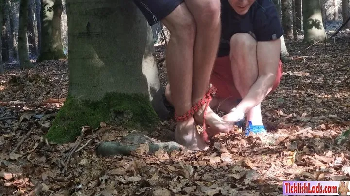 Ladsfeet And Tickling - Milos Tickled In The Forest HD Part 2