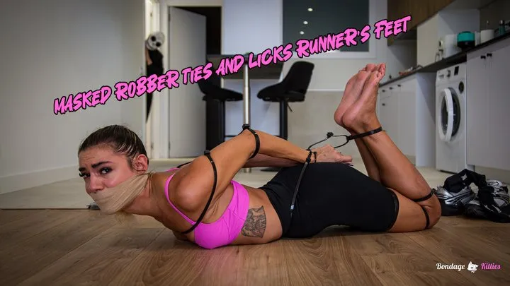 Bondage Kitties - Masked Robber Ties and Licks Runner’s Feet - MP4, FULLHD 1080