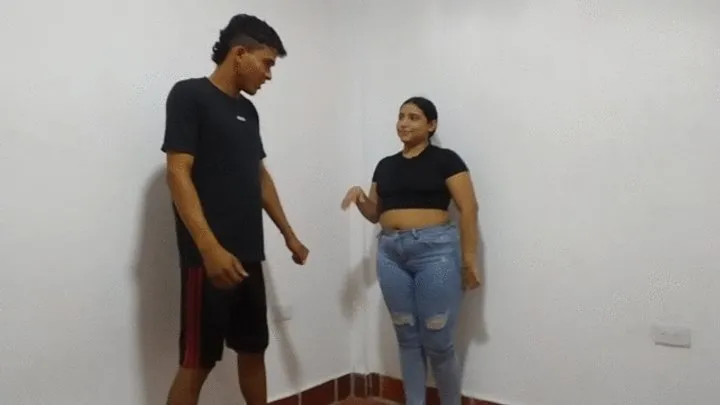 You're The First - Defeated and Humiliated: She Crushes Him in Mixed Wrestling! mp4
