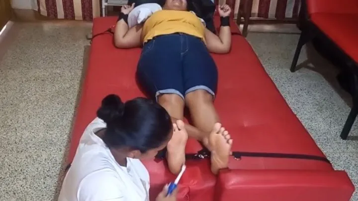 Tickling Touch - Eli provokes laughter by tickling Anyeli's feet!