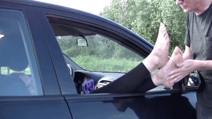 Spit  Feet  Armpits - Feet out of car (HD)