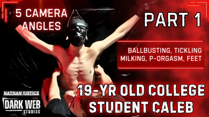 Nathan Justice - 19-Year Old College Twink Caleb Gets No Mercy Tickled, Ballbusted, and Post Orgasm Milked (Part 1)