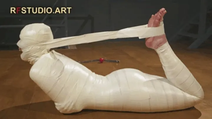 Rf Studio Production - Astrid in a Sleek Microfoam Cocoon Part 2 - Full Body and Head Mummification, Hogtie, and Bare Soles Exposed (FULL HD MP4)