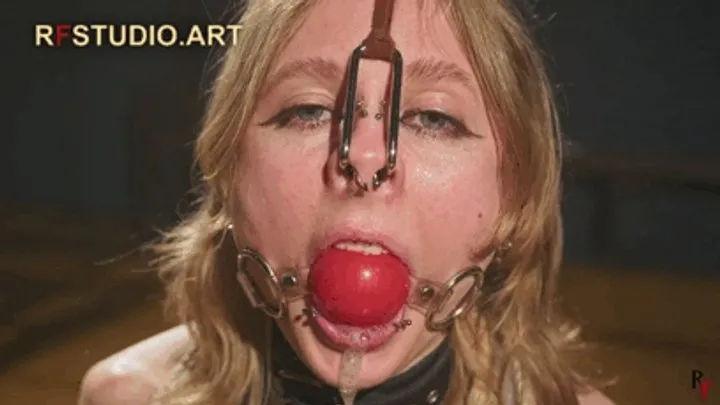 Rf Studio Production - Mandy - Kneeling Bondage in Reverse Prayer with Ballgag and Nosehook (FULL HD MP4)