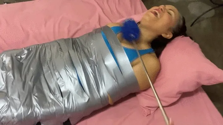 Goddess Foot Fetish - This Kendall tied me up completely with plastic tape and tickled me a lot (2)