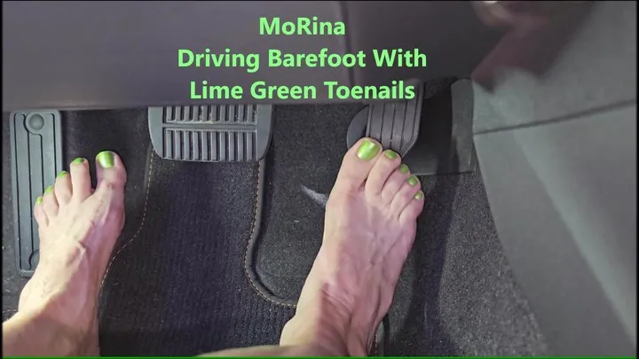 Morinas Fetish Society - Driving Barefoot With Lime Green Toenails - MoRina Foot fetish (mobile version)