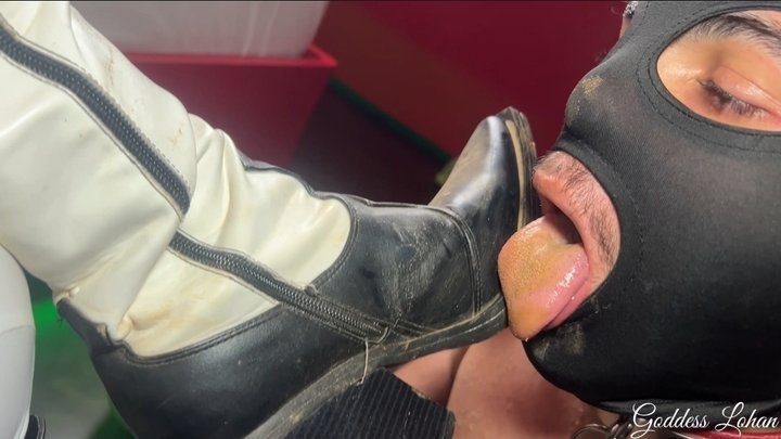 Mistress Lohan - Goddess Lohan - Clean My Muddy, Filthy Boots with Your Worthless Pig Tongue - HD