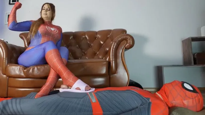 Polish Mistress Clips - Spider Woman And Purple Super Heroine Weronika Keeps Balls Of Spiderman In Her Flip-flop And She Flattens Them With Her Heel - Mix - 4K