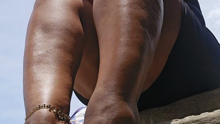 Foot Fetish Paradise - Balbina Big Feet Queen on sexy black sandals Outdoors