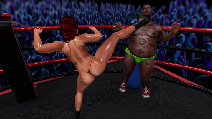 Nicolewrestles - Topless female and mixed pro wrestling: Carla destroys Piggu in the ring 720p