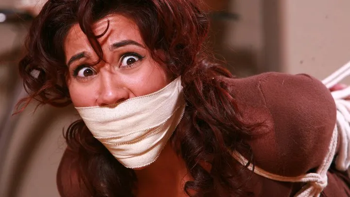 Dominic Wolfe's Gagged Beauties - Feisty Sahrye is a Tighty Bound & Gagged Victim of: A Fugitive on the Run! *27 Minutes Long* RE RE EDIT 2025 *On Camera Binding & Gagging!*