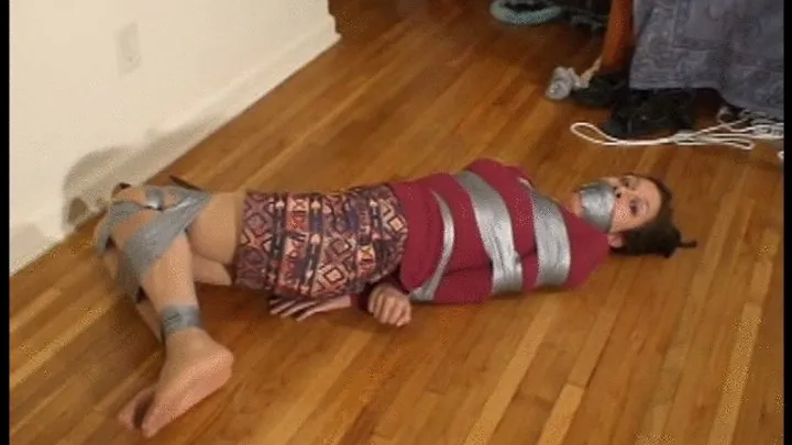 Good Girls In Bondage - Taped Up and Gagged In Pantyhose Barefoot