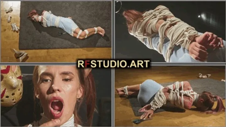 Rf Studio Production - Venera - Intense Rope Struggle with Tightly Gagged Mouth and Tempting Scissors (UHD 4K MP4)