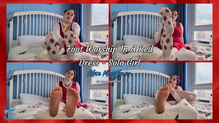 Alice Mayflower's Videos - Foot Worship In A Red Dress - Solo Girl