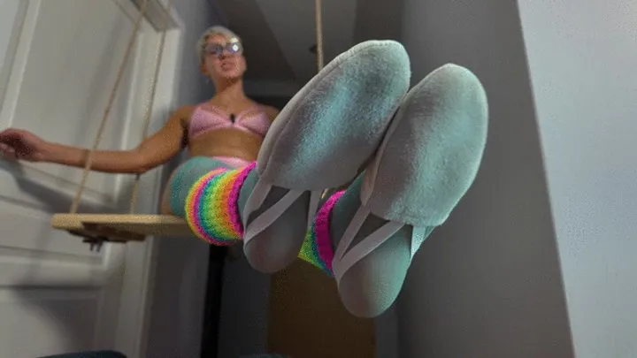 Polish Mistress Clips - Colorful Ruslana Sits On A Swing And Massages Spiderman’s Dick - Blue Stockings And Semi Ballet - Full