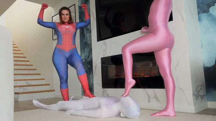 Polish Mistress Clips - Pink Panther Ruslana And Spider Girl Weronika Rule Over White Shadow At Their Feet Near Fire Place - Part 02