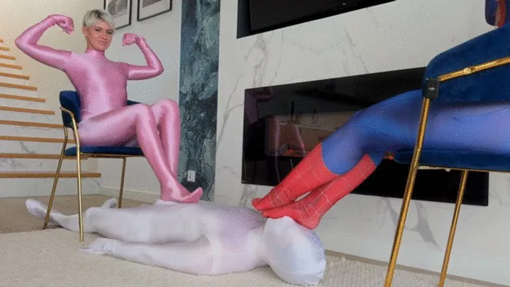 Polish Mistress Clips - Pink Panther Ruslana And Spider Girl Weronika Rule Over White Shadow Next To Fire Place - Part 1