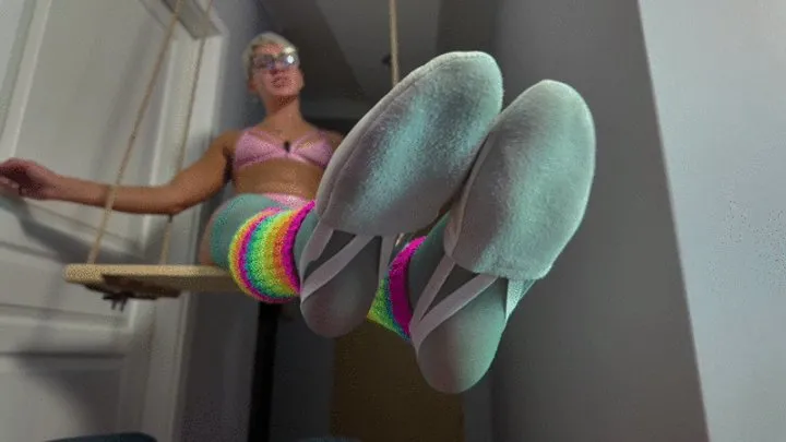 Dominant Femine - Colorful Ruslana Sits On A Swing And Massages Spiderman’s Dick - Blue Stockings And Semi Ballet - Full